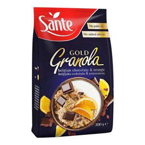 Cereale integrale cu ciocolata si portocale Sante Granola Gold, 300 g