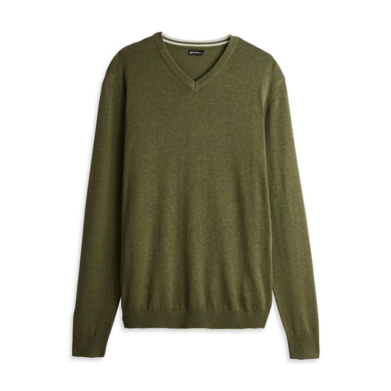 pulover-pentru-barbati-inextenso-decolteu-in-v-verde-kaki-marimea-l