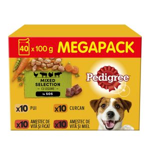 Hrana umeda pentru caini Pedigree Adult Mix, 40 x 100 g