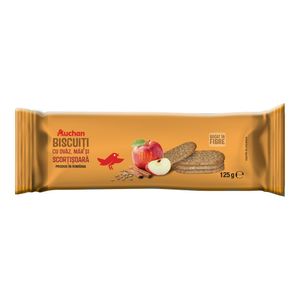 Biscuiti cu ovaz si mere Auchan, 125g