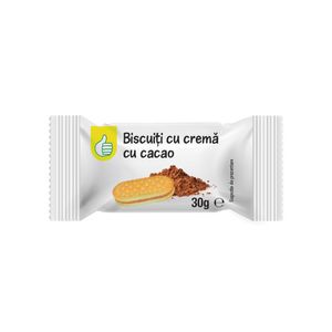 Biscuiti sandwich cu cacao Auchan, 30 g