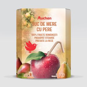 Suc natural de mere cu pere Auchan, 3 l
