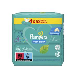 Servetele umede bebelusi Pampers Fresh Clean, 4 pachete x 52, 208 bucati