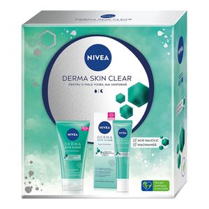 Set pentru cadou: Tratament exfoliant pentru noapte Nivea Derma Skin Clear, 40 ml + Scrub Nivea Derma Skin Clear, 150 ml