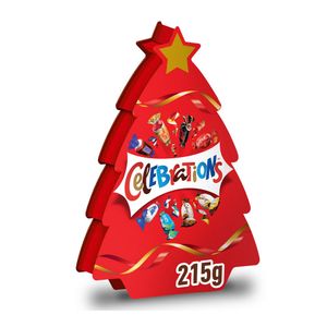 Cutie bomboane de ciocolata Celebrations Flatpack Bradut de Craciun, 215 g