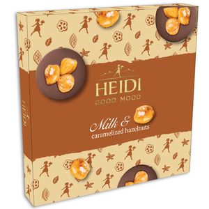 Praline de ciocolata cu lapte si alune caramelizate Heidi, 119 g