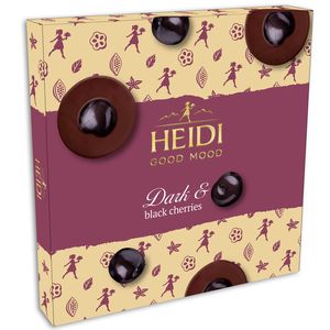 Praline de ciocolata amaruie cu cirese confiate Heidi Good Mood, 119 g