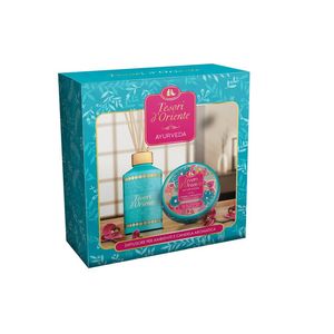 Set pentru cadou Tesori d'Oriente Ayuverda: Odorizant camera + Lumanare parfumata