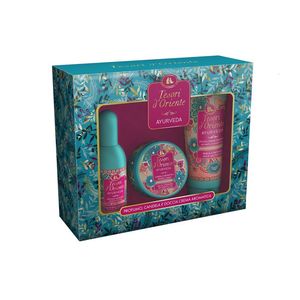 Set pentru cadou Tesori d'Oriente Ayuverda: Apa de toaleta, 100 ml + Crema de dus, 250 ml + Lumanare parfumata