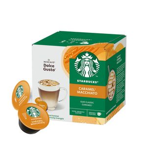 Capsule cafea Starbucks Latte Macchiato Caramel, compatibile Dolce Gusto, 6 capsule cafea x 6 lapte