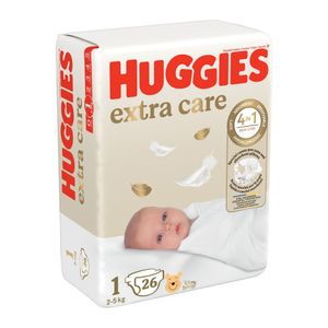 Scutece Huggies Extra Care, marimea 1, 2-5 kg, 26 bucati