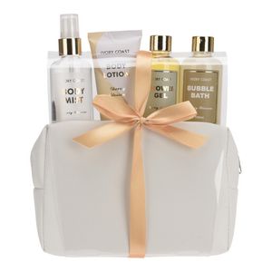 Set pentru cadou Koopman Ivory Coast Body Care: Gel de dus, 100 ml + Spumant baie, 100 ml + Spray corp, 100 ml + Lotiune corp, 55 ml + Geanta