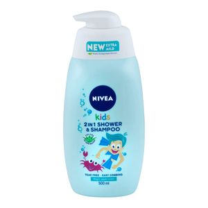 Gel de dus si sampon Nivea 2in1, pentru copii, parfum de mar, 0.5 l