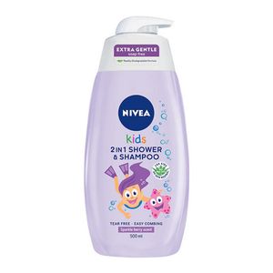 Gel de dus si sampon Nivea 2in1, pentru copii, parfum fructe de padure, 0.5 l