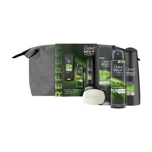 Set pentru cadou Dove Men Care Extra Fresh: Gel de dus, 250 ml + Deodorant spray, 150 ml + Sampon + Sapun solid, 90 g + geanta