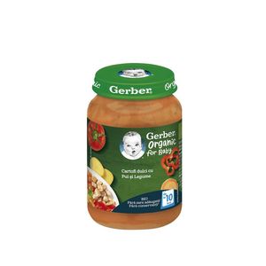Piure bebelusi cartofi dulci cu pui si legume Gerber Bio, de la 10 luni, 190 g