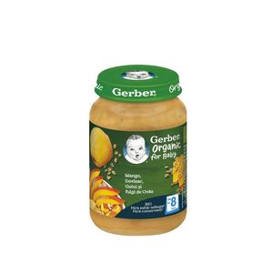 Piure bebelusi mango, dovleac, gutuie si fulgi de ovaz Gerber Bio, 190 g