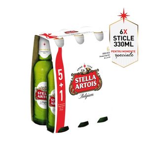 Bere blonda Stella Artois, 6 x 0.33 l