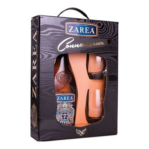 Pachet pentru cadou bautura spirtoasa Zarea 7 Stele Connaiseur + 2 pahare, 0.7 l