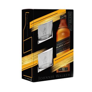 Pachet pentru cadou whisky Johnnie Walker Black Label - 2 pahare 40% alcool, 0.7 l