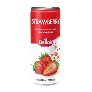 Bautura racoritoare necarbogazoasa Dellos cu capsuni, 0.24 l