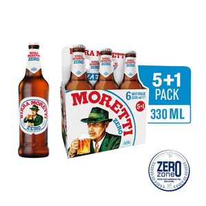 Bere blonda fara alcool Birra Moretti, sticla, 5+1 x 0.33 l