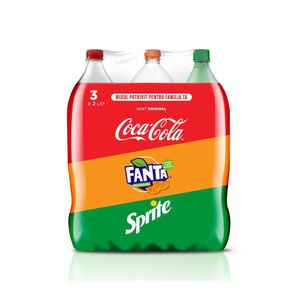 Bautura carbogazoasa Coca-Cola, Fanta, Sprite, 3 x 2 l