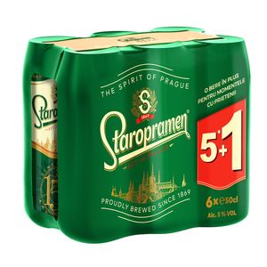 Bere blonda Staropramen, (5+1) x 0.5 l