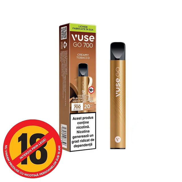 Tigara electronica Vuse GO 700, Creamy Tabacco, 20 mg/ml | Pret avantajos