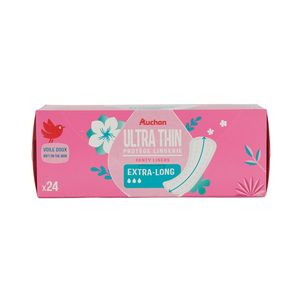 Absorbante externe Auchan Ultra-subtiri, extra lungi, 3 picaturi, 24 bucati