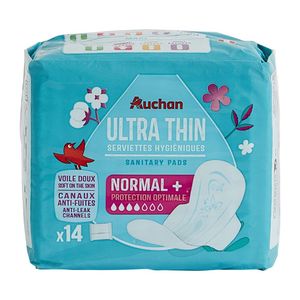 Absorbante igienice Auchan, ultra subtiri, normal, 14 buc
