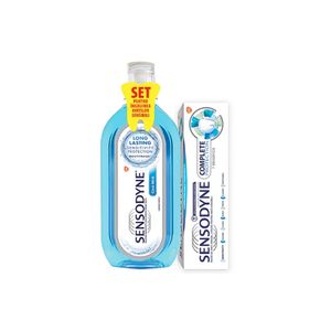 Pasta de dinti Sensodyne Complete Protection, 75 ml + Apa de gura Cool Mint, 500 ml