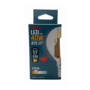 Bec LED AUCHAN 4W E14 EQ 40W filament P45, lumina calda