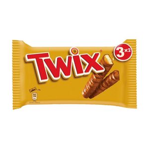 Baton cu biscuite si caramel invelit in ciocolata cu lapte Twix, 3 x 50 g