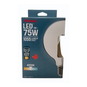 Bec LED Auchan, G 95, E27, 9 / 75 W, lumina rece