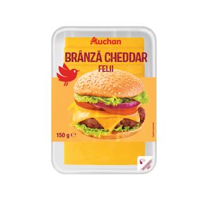 Branza cheddar Auchan, felii, 150 g