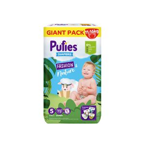 Scutece Pufies Fashion & Nature Junior,  marimea 5, 11 -  16 kg, 72 bucati