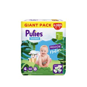 Scutece Pufies Fashion & Nature Junior, marimea 4, 9 - 14 kg, 84 bucati