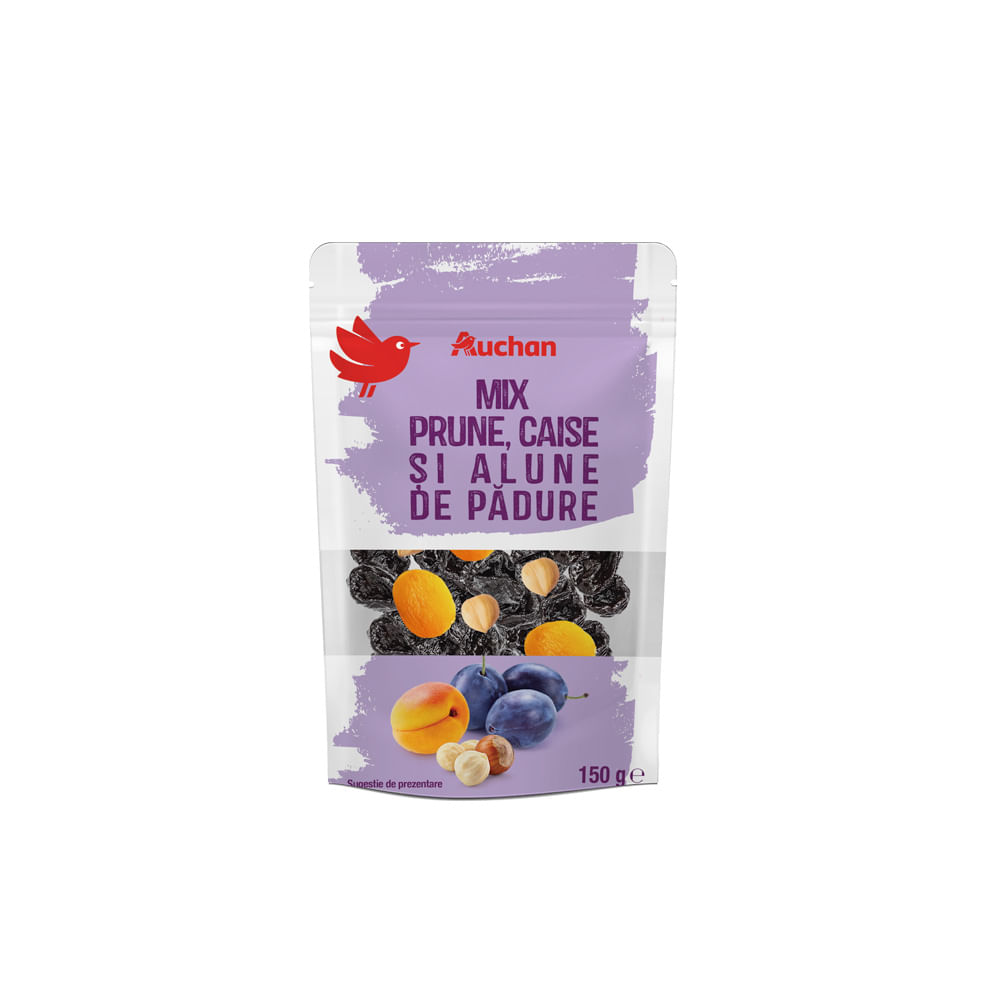 Mix de prune, caise si alune de padure Auchan, 150 g
