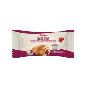 Croissant cu crema cu vanilie si umplutura cu visine Auchan, 85 g