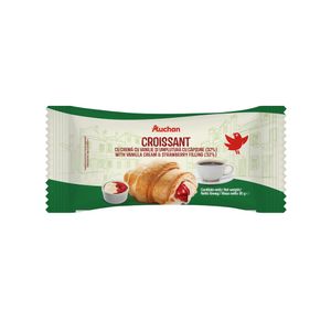 Croissant cu crema cu vanilie si umplutura cu capsune Auchan, 85 g