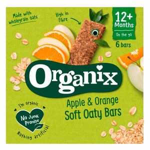Batoane BIO din ovaz integral cu mere si portocale Organix, de la 12 luni, 6 x 23 g