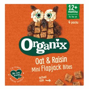 Flapjack cubulete BIO moi din ovaz integral si stafide Organix, de la 12 luni, 4 x 20 g