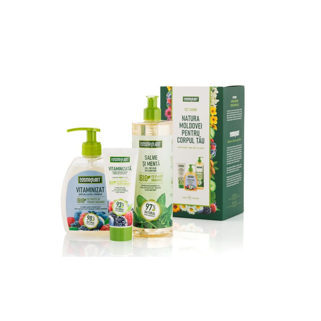 set-pentru-cadou-cosmeplant-natura-moldovei--crema-de-maini-75-ml-sapun-lichid-400-ml-gel-de-dus-500-ml