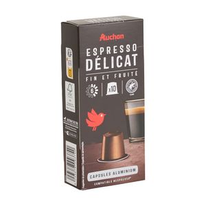 Capsule cafea Auchan Espresso Delicate, compatibile Nespresso, 10 capsule