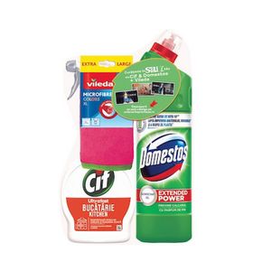 Set Domestos Pin, 750 ml + Cif Spray bucatairie, 500 ml