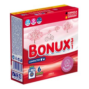 Detergent pudra automat Bonux Pure Magnolia, 6 spalari, 390 g