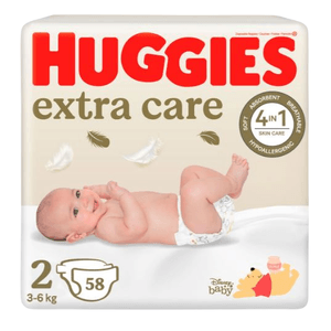 Scutece Huggies Extra Care, marimea 2, 3 - 6 kg, 58 bucati