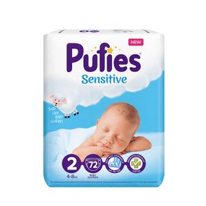 Scutece Pufies Sensitive, marimea 2, 4 - 8 kg, 72 bucati