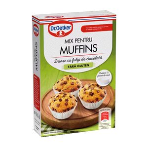 Mix pentru muffins fara gluten cu gust de vanilie si fulgi de ciocolata Dr. Oetker, 320 g